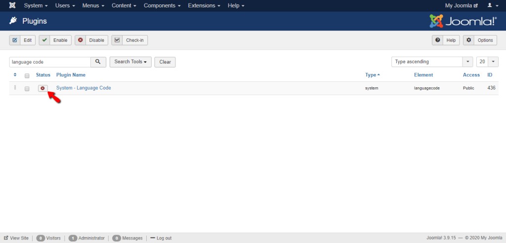 Enabling the Language Code plugin