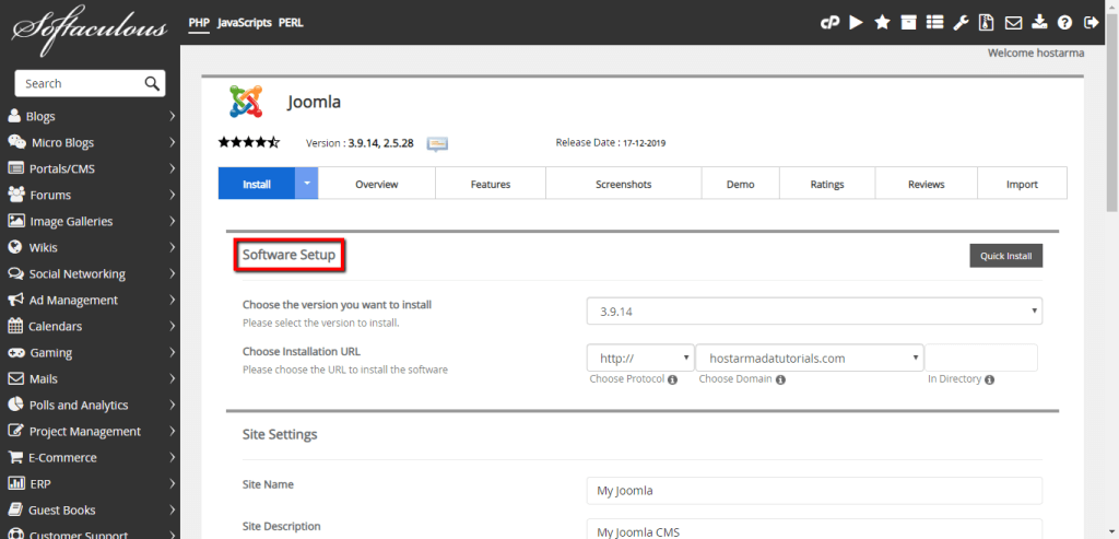Software Setup section