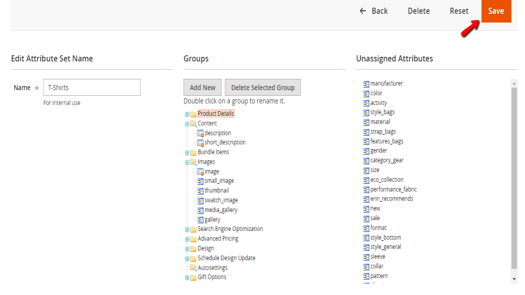 Configuring the Attribute Set