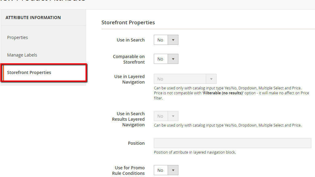 Storefront Properties