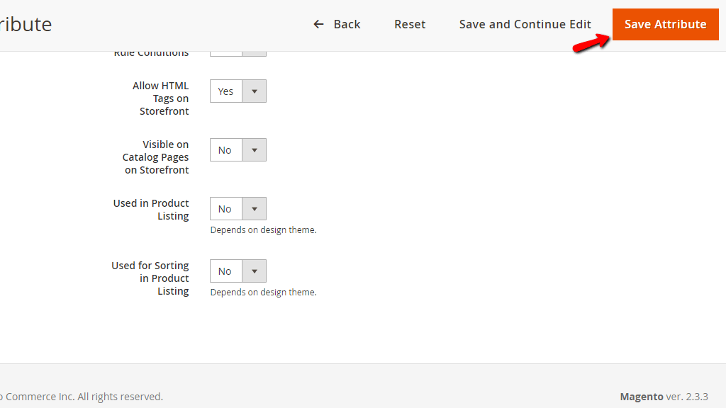 Additional Storefront Properties settings