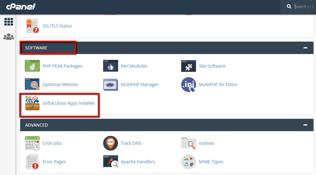 Accessing Softaculous