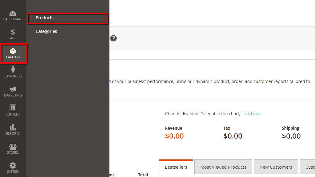 Accessing the Products page