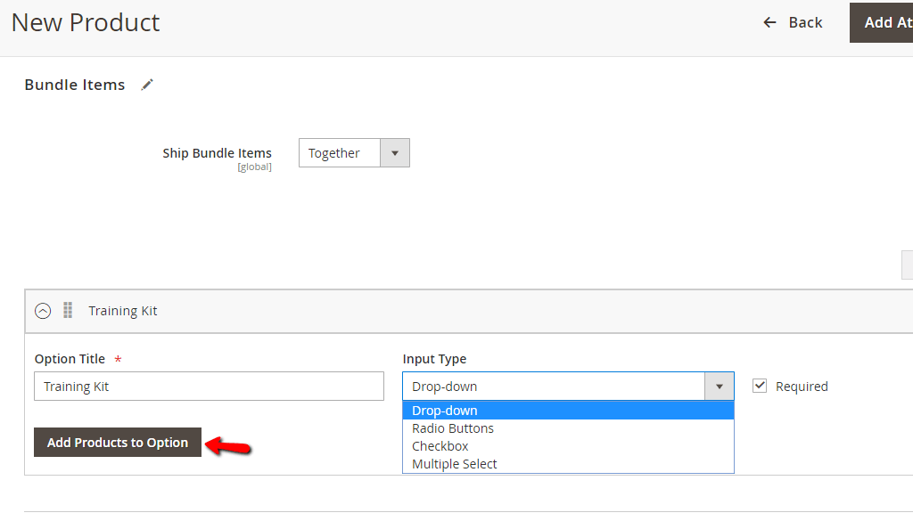 Adding Products to Option