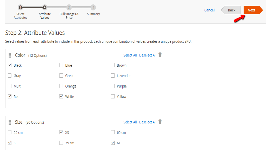Selecting Attribute Values