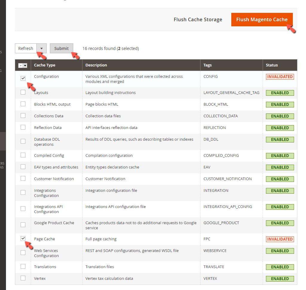 Fix Magento Invalidated Cache