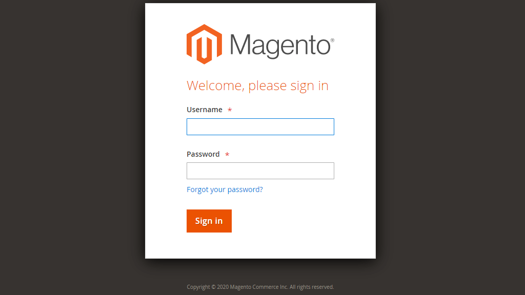 Magento 2 Admin Login page