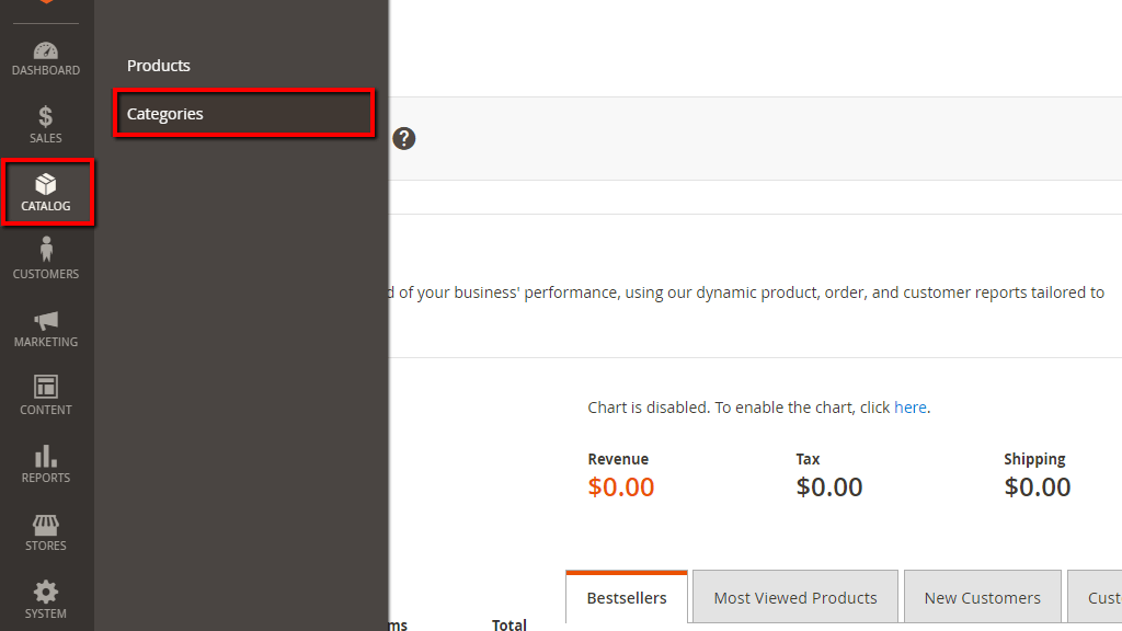 Accessing the Categories page