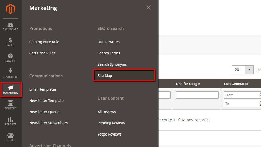 Accessing the Site Map page