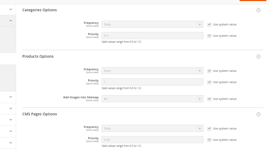 Sitemap Update Preferences
