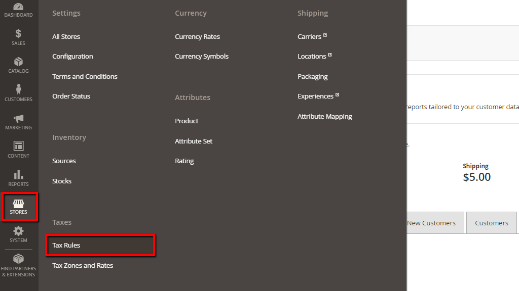 Accessing the Tax Rules page