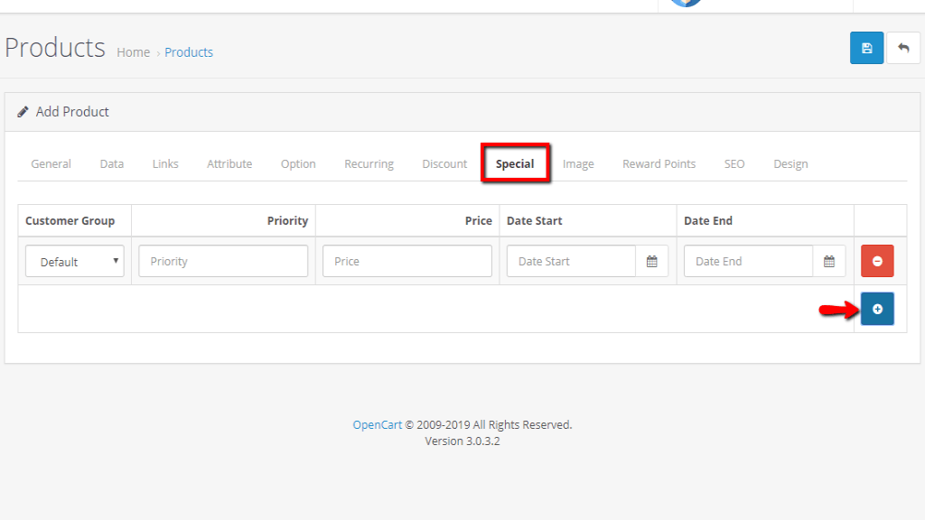 Special Tab settings