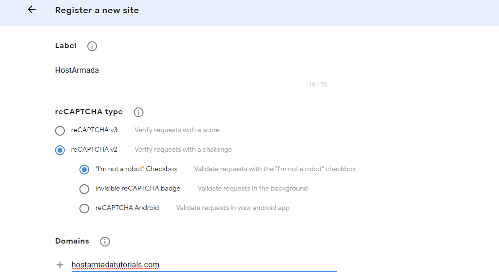 Registering a new site