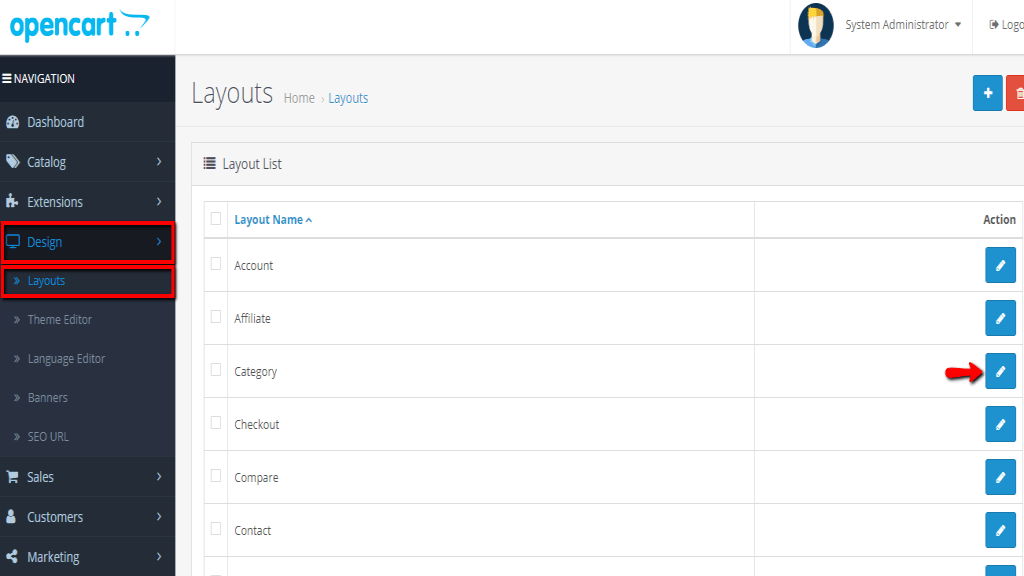 Accessing the Layouts page