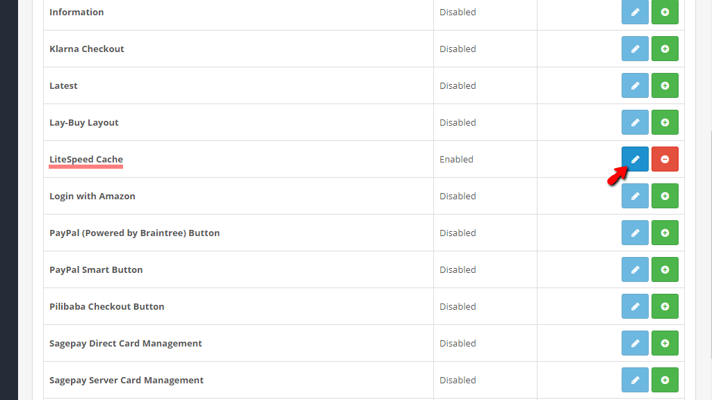 Access OpenCart LiteSpeed Module