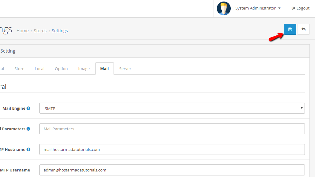 Saving Mail settings