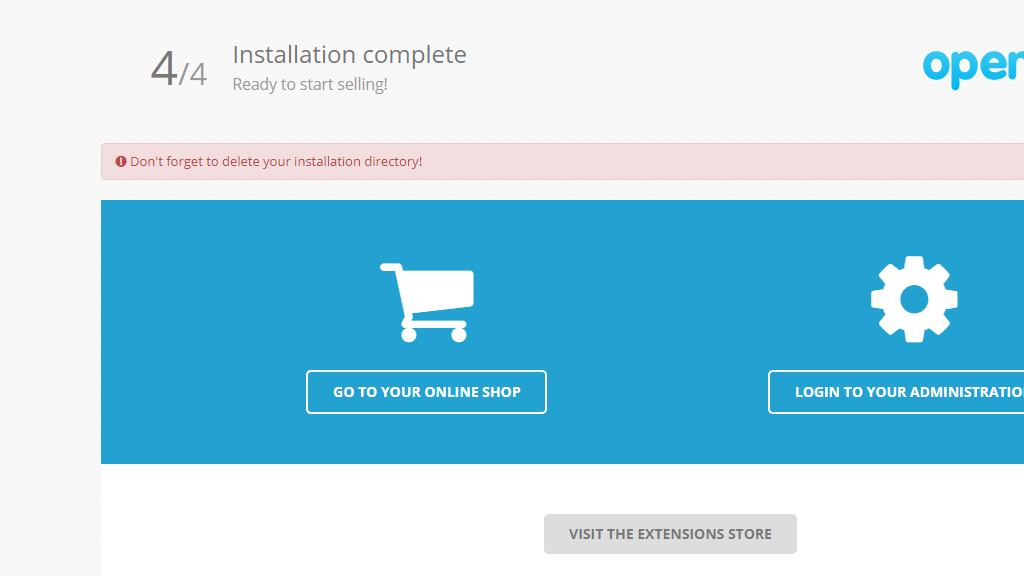 Installation Complete page