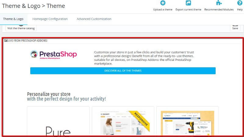 Live from PrestaShop Addons section overview