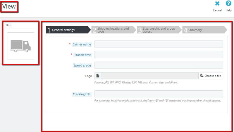 Add new carrier page overview