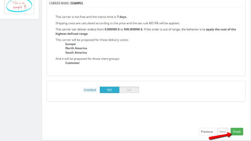 Finishing the configuration of a new carrier