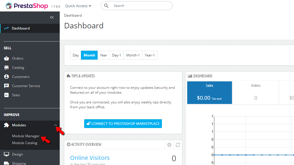 Access PrestaShop Module Manager