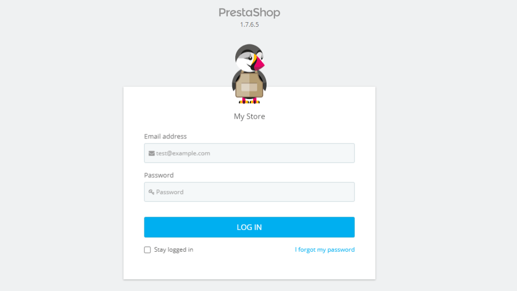 PrestaShop Admin Login Page