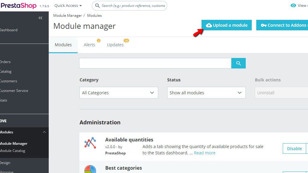 Upload PrestaShop Module