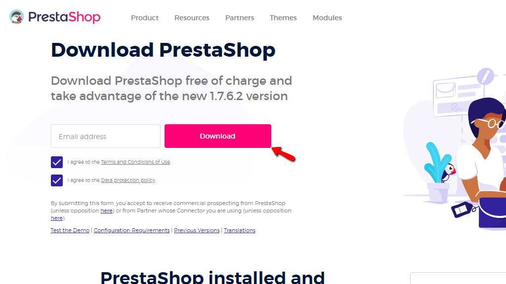 Downloading PrestaShop
