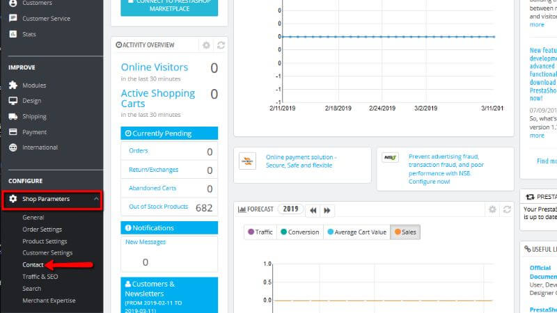 Accessing the Contact page