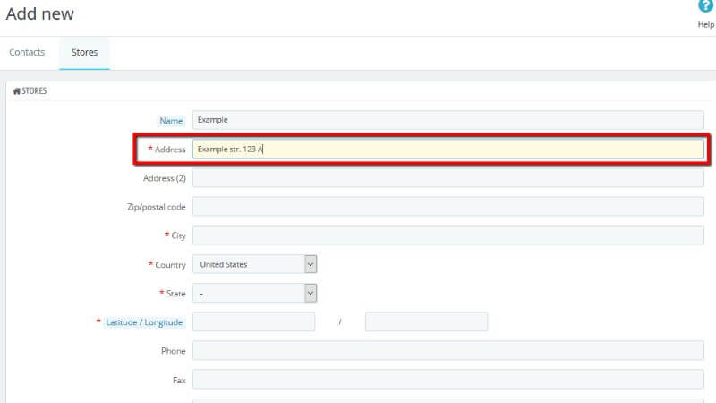 Configuring the Store Address