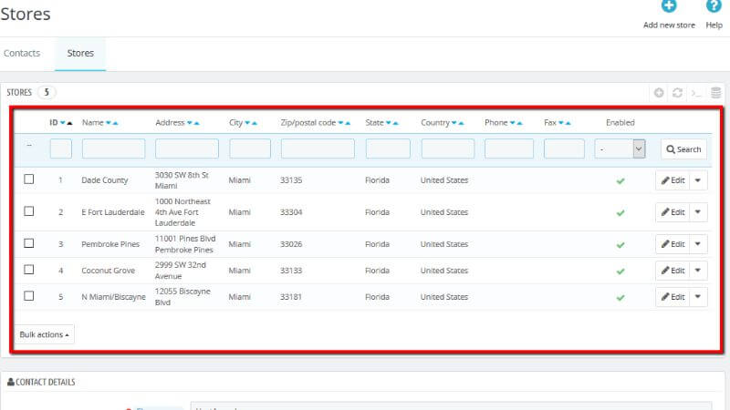 Stores section overview