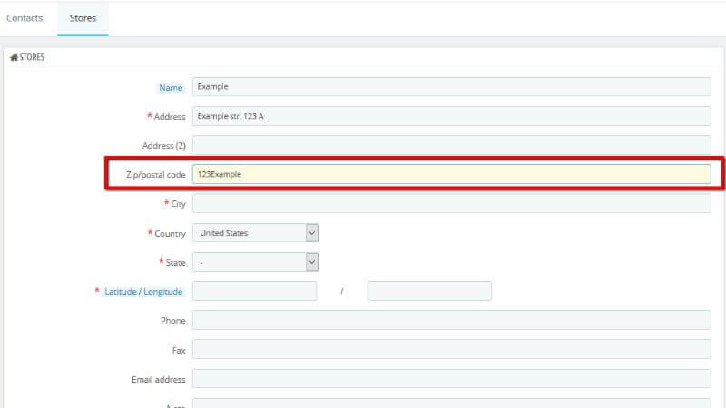 Configuring the Zip/Postal Code
