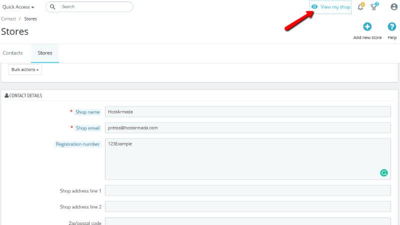 Reviewing Contact Details on the storefront