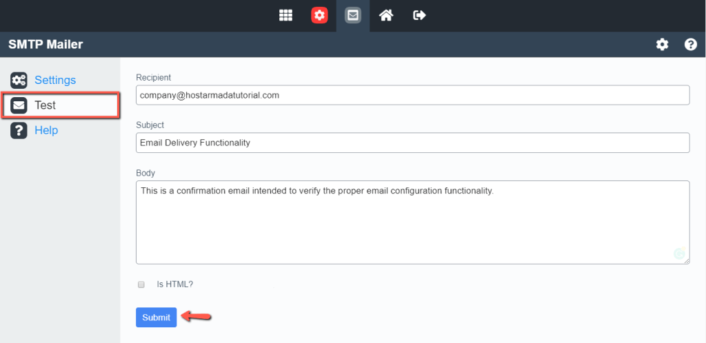 Test Email Functionality