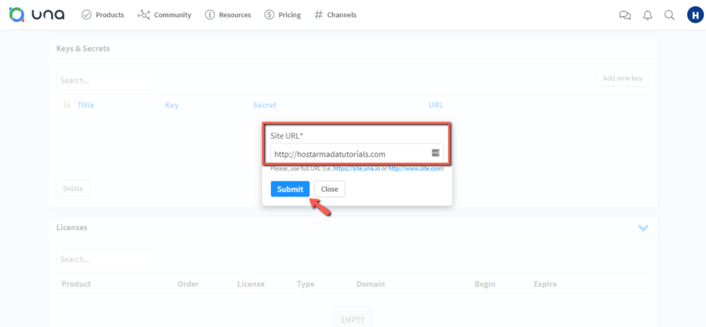 Submit Site URL