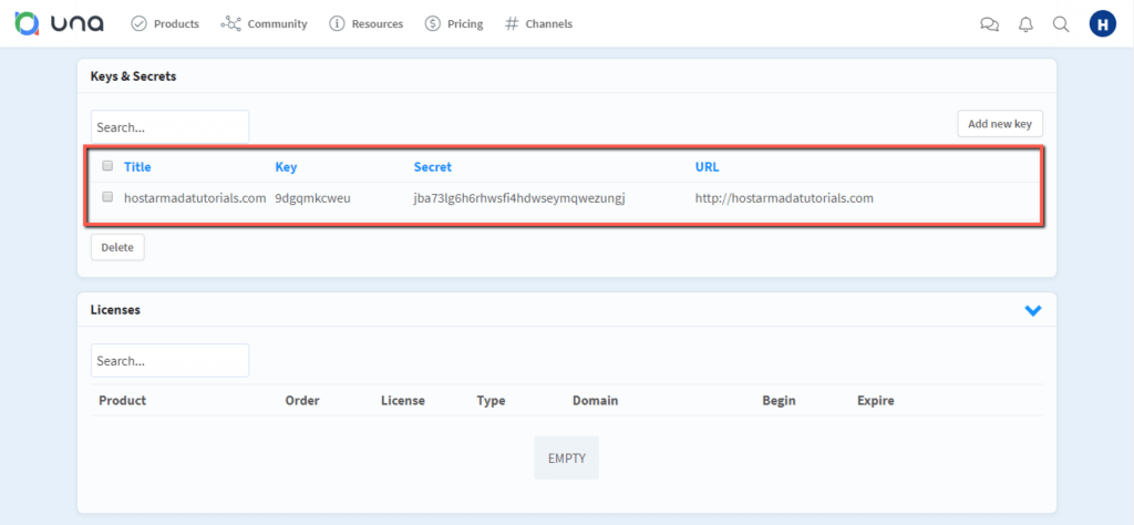 Site Key and Secret