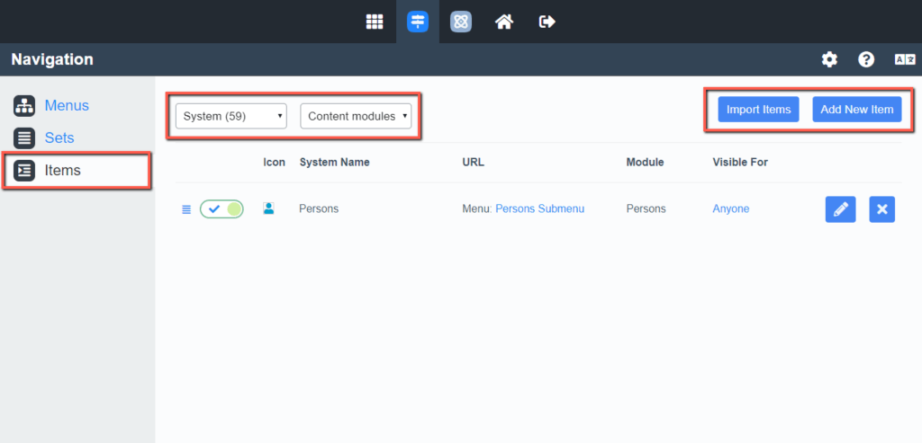 Import or Add Menu Items