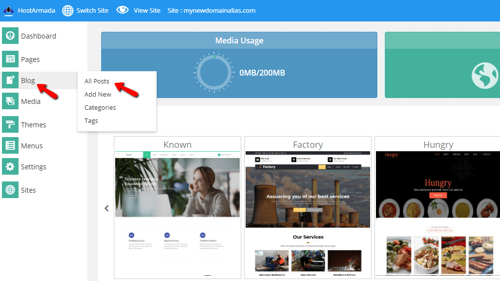 Accessing the blog posts for your websites