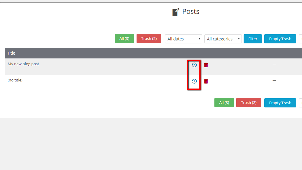 Restoring deleted blog post