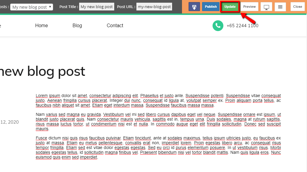 Updating the content of a blog post