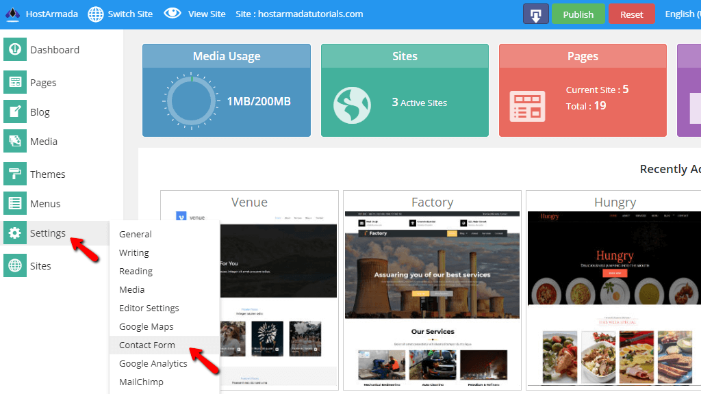 Accessing the Contact Form