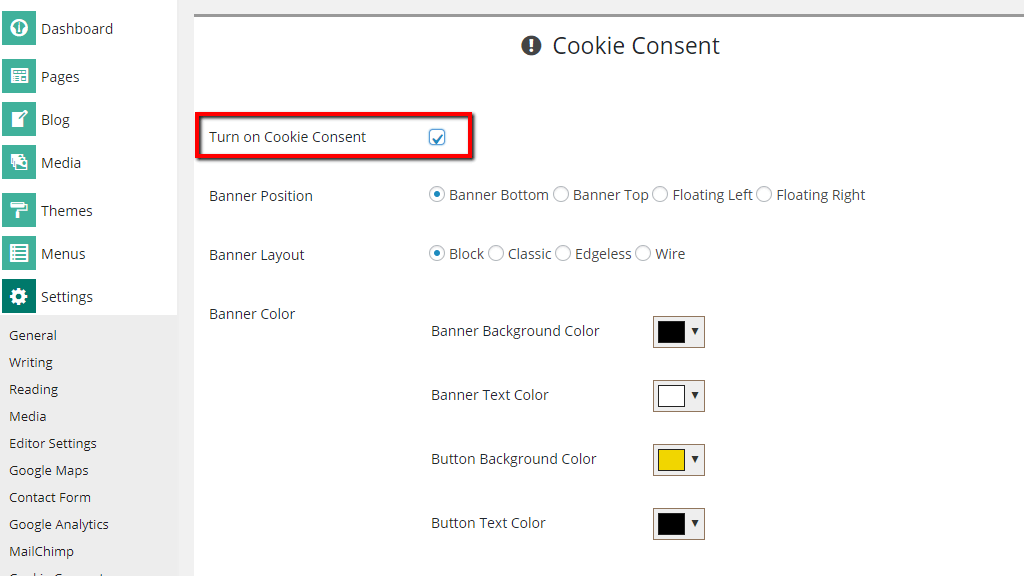 Enabling Cookie Consent