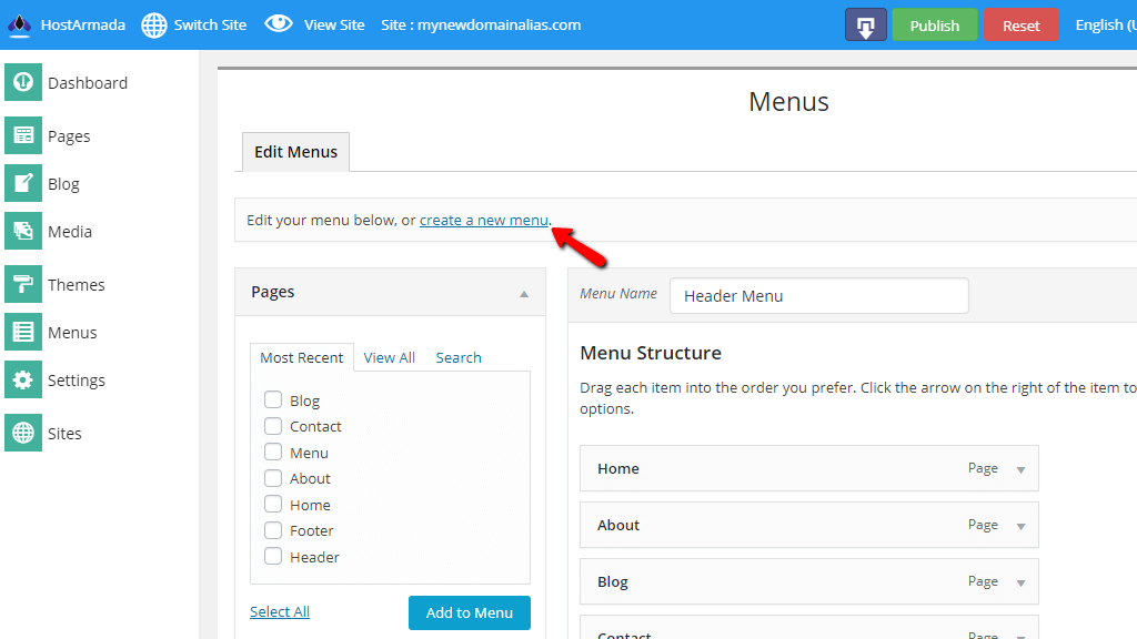 Creating a new menu