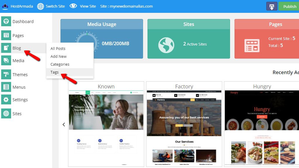 Accessing the list of tags on your website