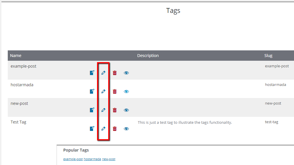 Editing an existing tag 