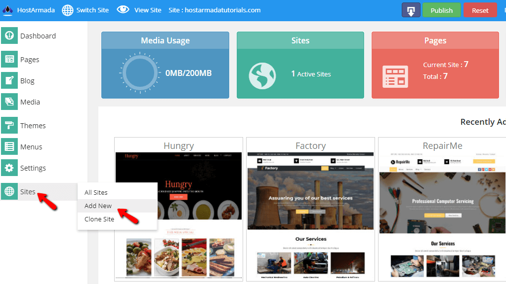Accessing the New Website page