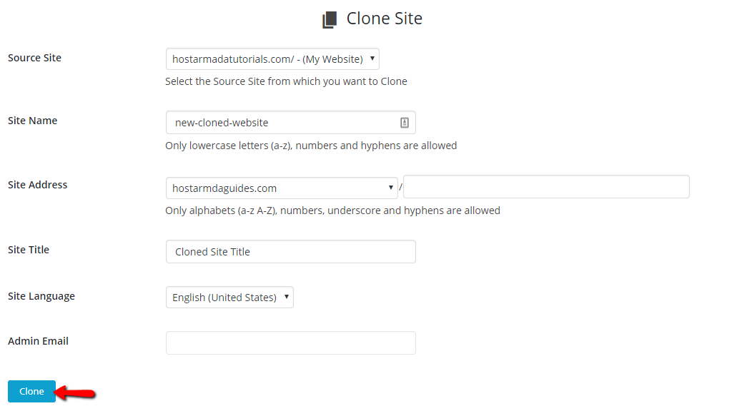 Clone Website Configuration
