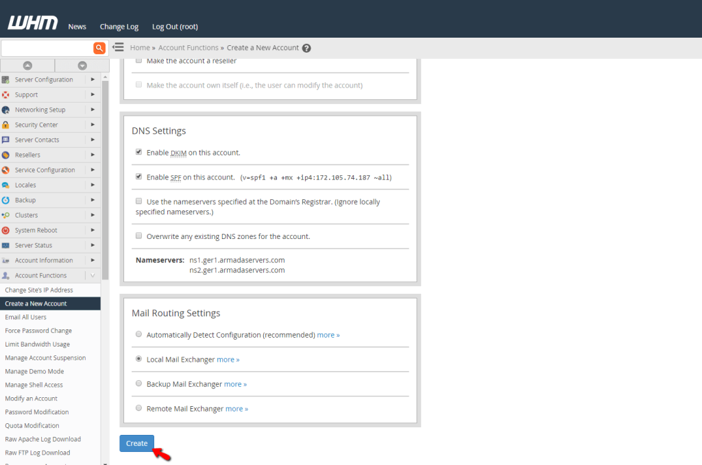 Configuring the required cPanel information