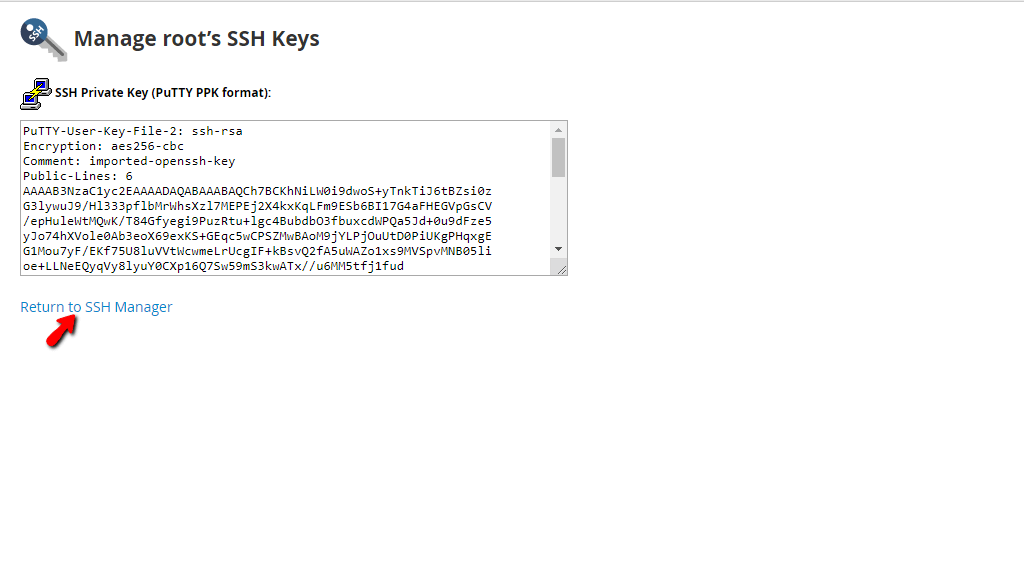 Returning to SSH Manager