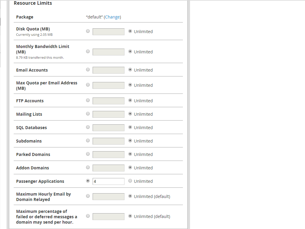 Resouce Limits section